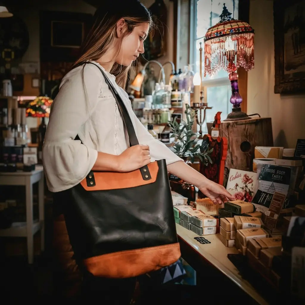 The Naomi Leather Tote Bag - Black